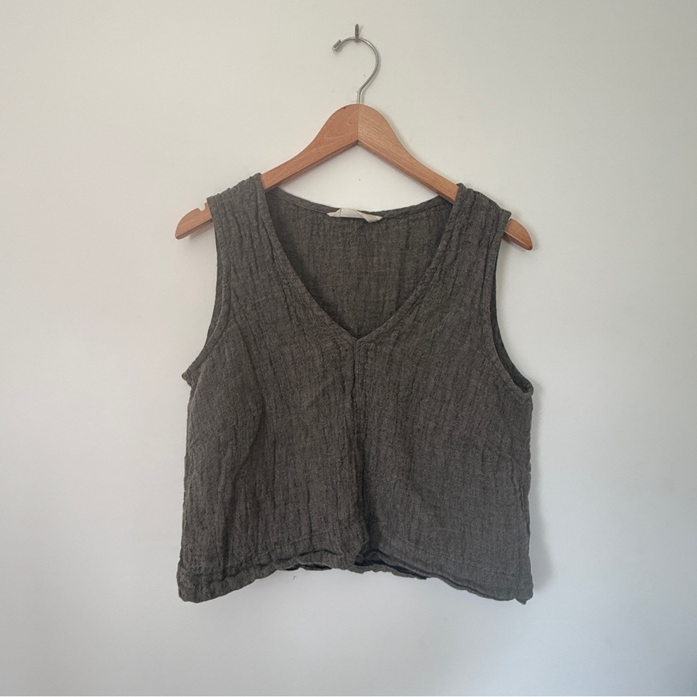 Elizabeth Suzann Pepper Linen Gauze Polly Crop